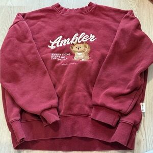 Women's Maroon Sweatshirt with Bear Design